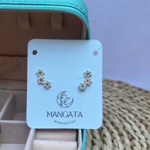 Brinco Ear Cuff Ciganinha Colorida 3 Flores