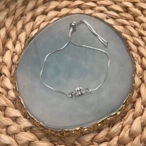 Pulseira c/ Pedra Oval Cristal Ajustável